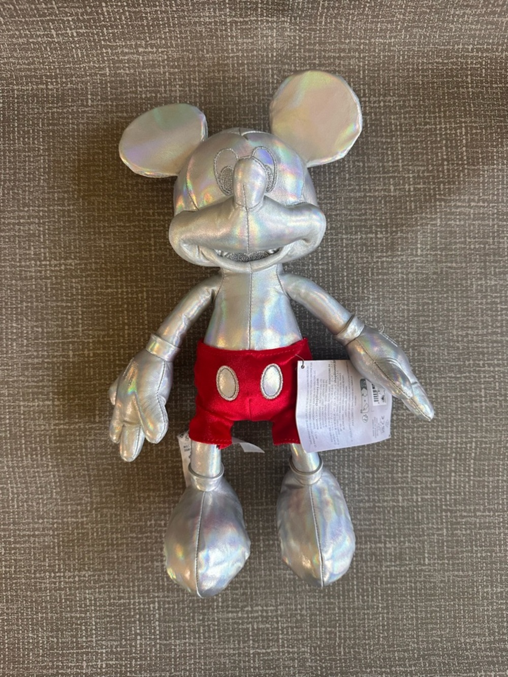 Disney100 Mickey Mouse Platinum Silver Iridescent Plush 14” Anniversary - Picture 5 of 11